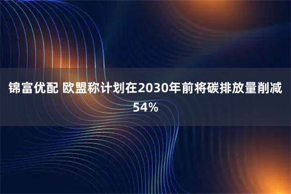 锦富优配 欧盟称计划在2030年前将碳排放量削减54%
