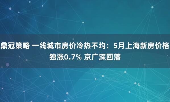 鼎冠策略 一线城市房价冷热不均：5月上海新房价格独涨0.7% 京广深回落